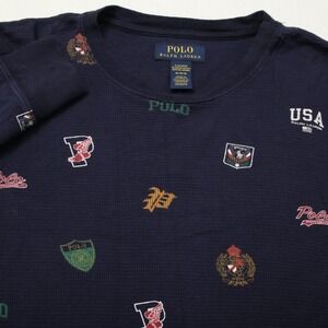 Polo Ralph Lauren Sleepwear Shirt Mens Medium Blue Long Sleeve Crest P Wing